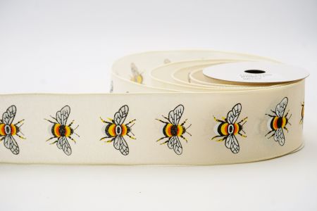 Весняний квітковий колекційний стрічка з бджолами_KF7568GC-2-2_айворі